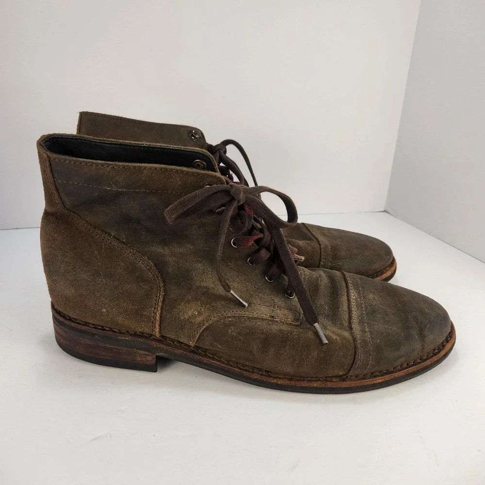 Thursday Boot Co. Men's 11.5 Brown Suede Cap Toe Lace-Up Ankle Boots